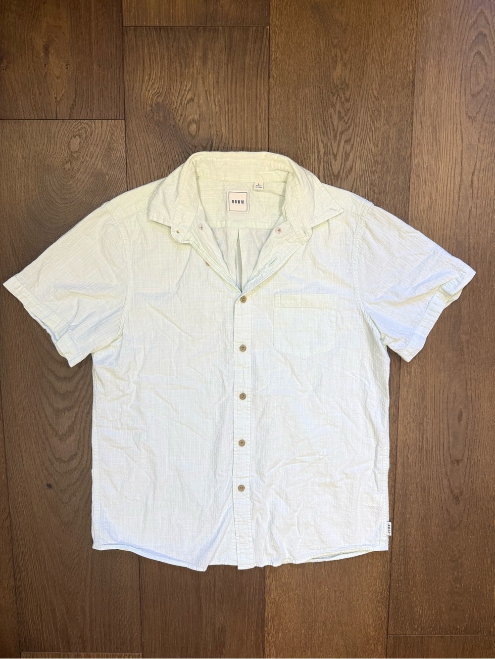 Rowm Men's Short Sleeve Textured Camp Shirt - Light Green